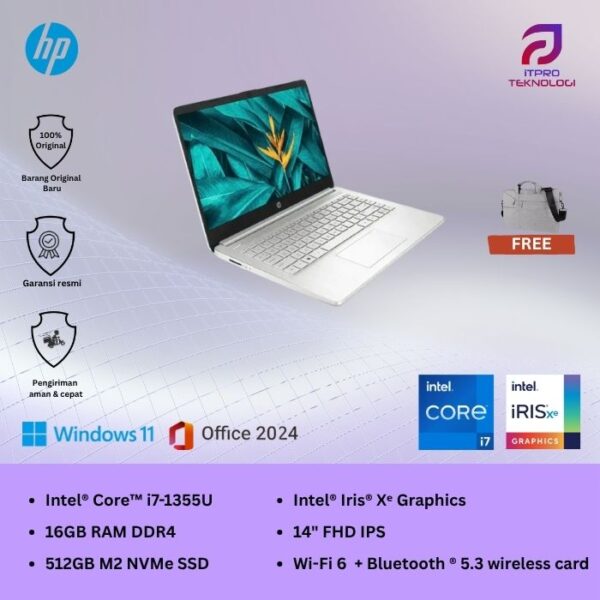 Laptop HP 14 (14-ep0018TU | 14-ep0019TU)- Core i7-1355U, 16GB, 512GB SSD, 14″ FHD IPS, Win 11 Home + OHS2021