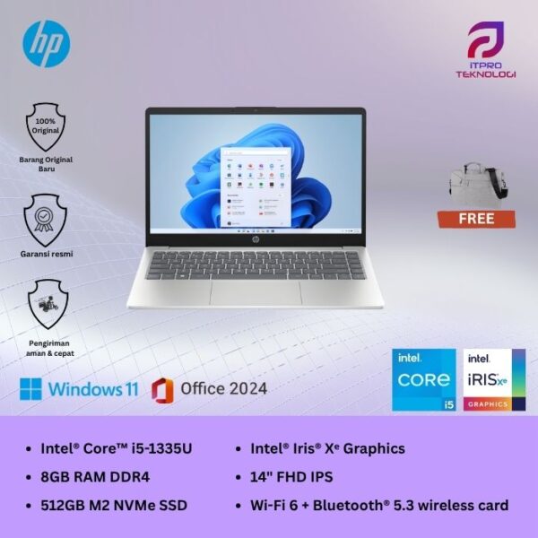 Laptop HP 14 (14-ep0001TU | 14-ep0002TU), Core i5 - 1335U, 8GB, 512GB SSD, 14″ FHD, Win 11 Home + OHS2021