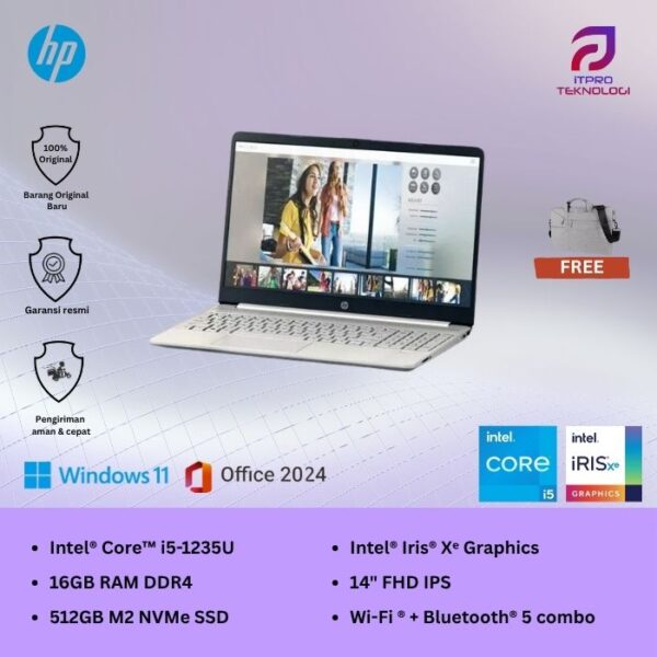 Laptop HP (14s-dq5156TU) Silver - Core i5-1235, 16GB, 512GB SSD, 14″ FHD, Win 11 Home + OHS2021