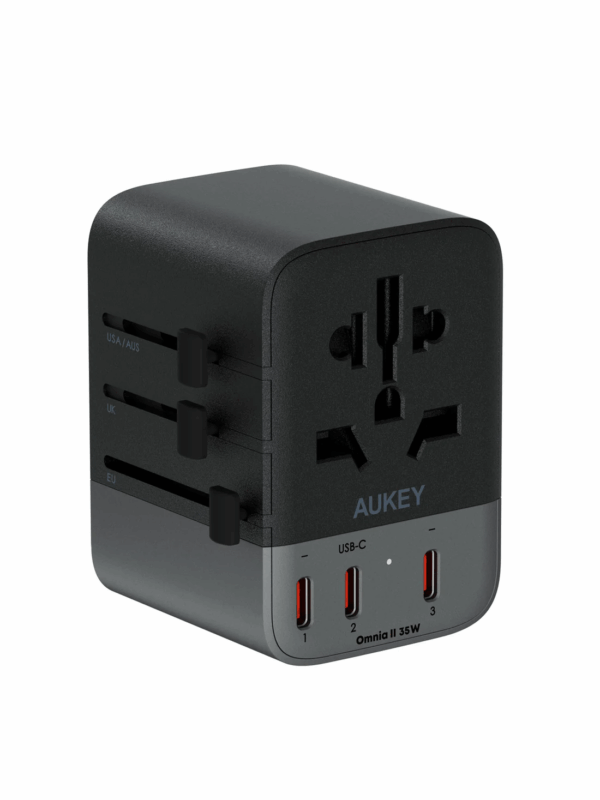 AUKEY PA-TA07A Grey Travel Mate 35W Charger USB PD Universal Travel Adapter - Gambar 2