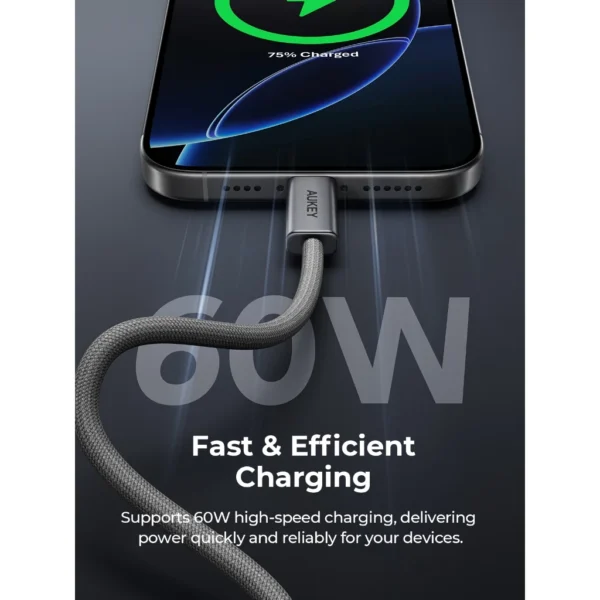 AUKEY CB-DCC061 Kabel Charger DTY Braided USB C To C Fast Charging Up To 60W 1 Meter Cable
