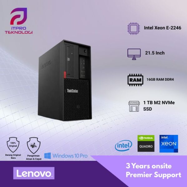 PC Lenovo ThinkStation P330 Gen2 - 30CYA004IDX, Xeon E - 2246, 16GB, 1TB, VGA 4GB, 21.5″, Nvidia Quadro, Win 10 Pro
