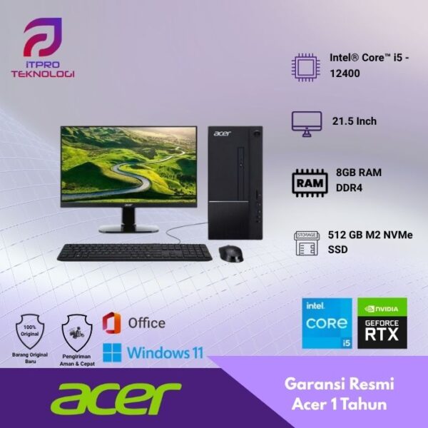 PC Acer Aspire TC-1750 (DT.BHVSN.007), Core i5 - 12400, 8GB, 512GB SSD, 21.5″, UHD Graph, Win 11 Home + OHS2021