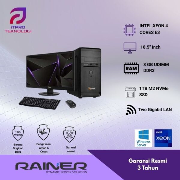 Rainer PC Server TSVC4 - 3.1 SATA35 V3 Black, Intel Xeon E3 - 1220V3. 8GB, 1TB.18.5″