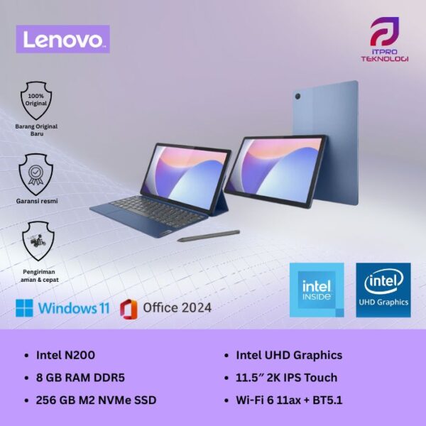 Lenovo IdeaPad Duet 11IAN8 2XID 2in1 Abyss Blue, Intel N200, 11.5″ Touch, UHD Graph, 8GB SSD, 256GB, Win 11 + OHS2021
