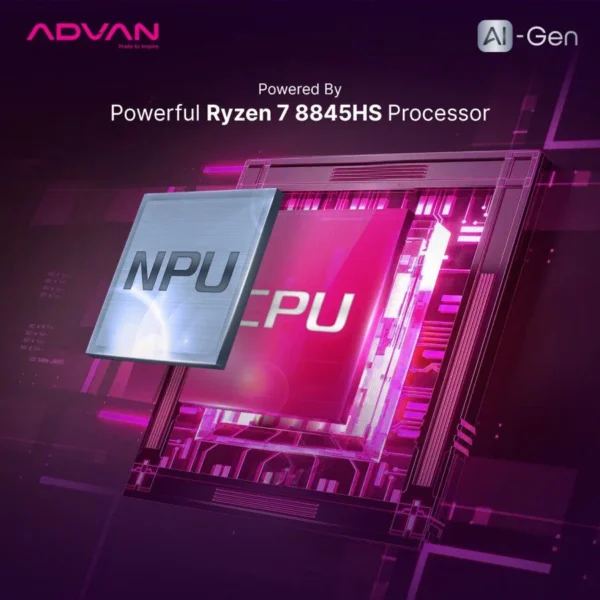 Advan AI Gen Silver, Ryzen 7 - 8845HS, 16GB, 512GB SSD, AMD Grapch, 14″ FHD IPS, Win 11 Home - Gambar 3
