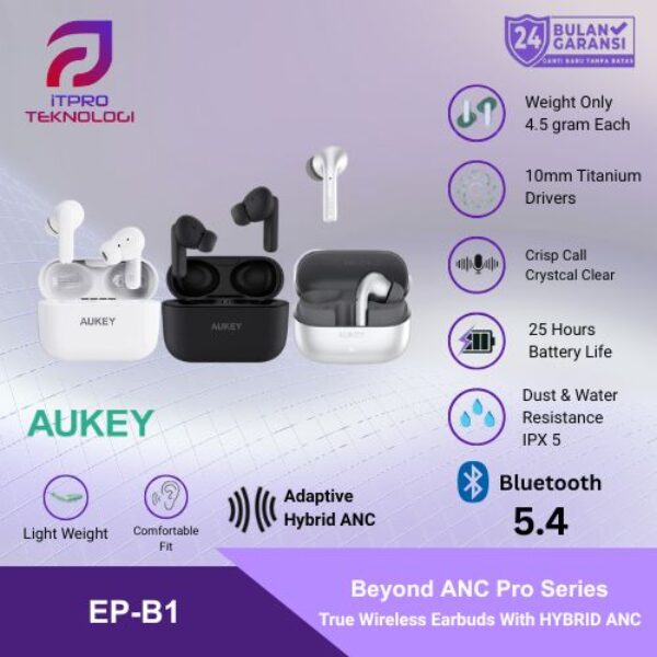 AUKEY TWS Bluetooth Beyond ANC Pro Series True Wireless Earbuds IPX5 (EP-B1 | EP-B1 SL | EP-B1 WH)