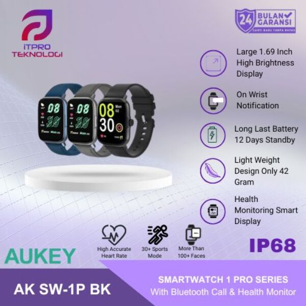 AUKEY SmartWatch 1 Pro Water Proof IP68 With Bluetooth Call AK SW-1P