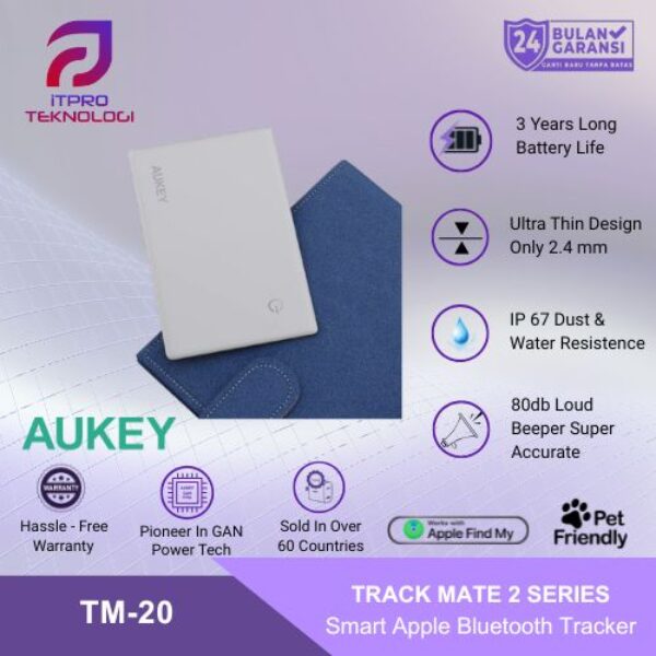 AUKEY Smart Slim AirTag Bluetooth Tracker For Apple Track Mate 2 Series TM-20
