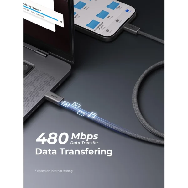 AUKEY CB-DCC061 Kabel Charger DTY Braided USB C To C Fast Charging Up To 60W 1 Meter Cable - Gambar 4