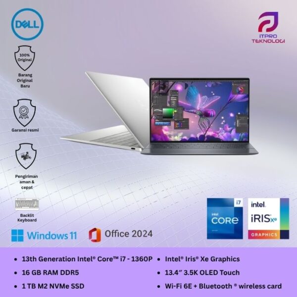 Dell XPS 13 Plus 9320 Platinum Silver, Core i7 - 1360P, 16GB, 1TB SDD, Iris Xe Graph, 13.4″ OLED Touch, Win 11 Pro