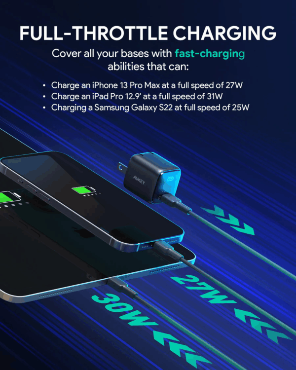 AUKEY Charger Type C 30W PA-B1L-BK GAN PD 3.0 PPS Fast Charging - Gambar 5