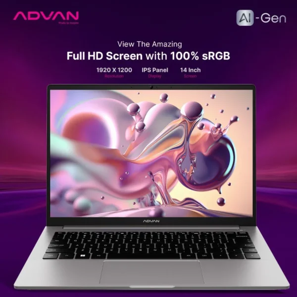 Advan AI Gen Silver, Ryzen 7 - 8845HS, 16GB, 512GB SSD, AMD Grapch, 14″ FHD IPS, Win 11 Home - Gambar 5