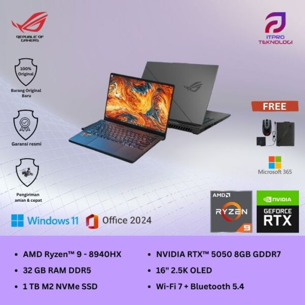 Asus ROG Zephyrus (G14 GA403UH-R9N55OL6G-HM) Eclipse Grey, Ryzen AI 9 - 270, 32GB, 1TB SSD, Nvidia RTX5050 8GB, 14″ 3K, Win 11 Home + OHM 2024 + M365