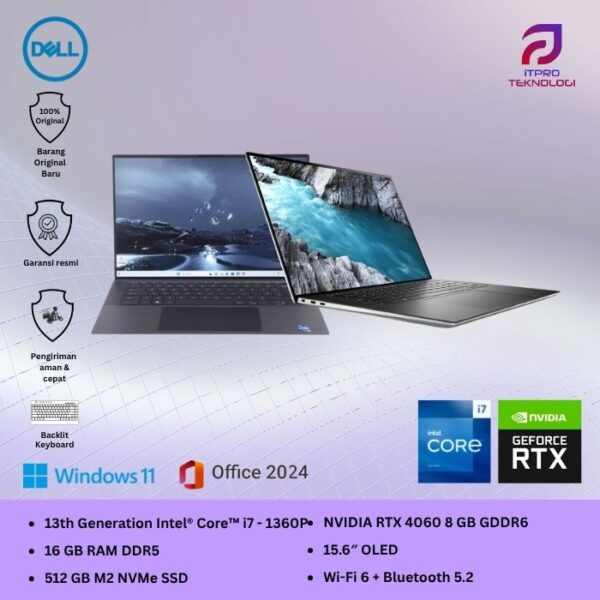 Dell XPS 15 9530 Platinum Silver, Core i7 - 13700H, 16GB, 512GB SDD, Nvidia RTX4050 6GB, 15.6″ 3.5K OLED Touch, Win 11 Pro