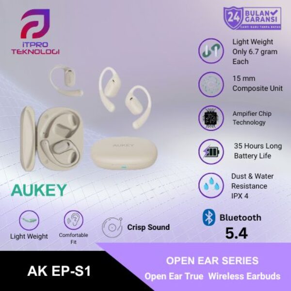 AUKEY Open Ear True Wireless Series Bluetooth With App Control IPX4 EP-S1 - Ivory