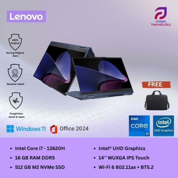 Lenovo Ideapad 5 14IRH9 6EID Touch 2in1, Intel Core i7 - 13620H, 16GB SSD, 512GB, UHD Graph, 14″ WUXGA OLED, W11 + OH2024 + M365