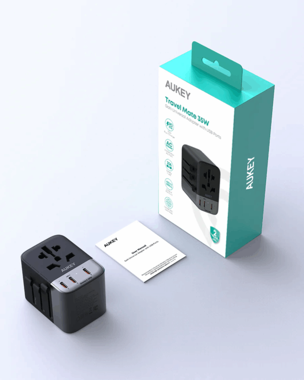 AUKEY PA-TA07A Grey Travel Mate 35W Charger USB PD Universal Travel Adapter - Gambar 8