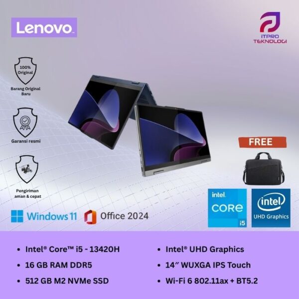 Lenovo Ideapad 5 14IRH9 Touch 2in1, Intel i5 - 13420H, 16GB SSD, 512GB, UHD Graph, 14″ WUXGA, Win 11 + OHS2021