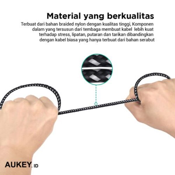AUKEY Kabel Charger USB A To Micro Braided Nylon CB-BAM2 Black