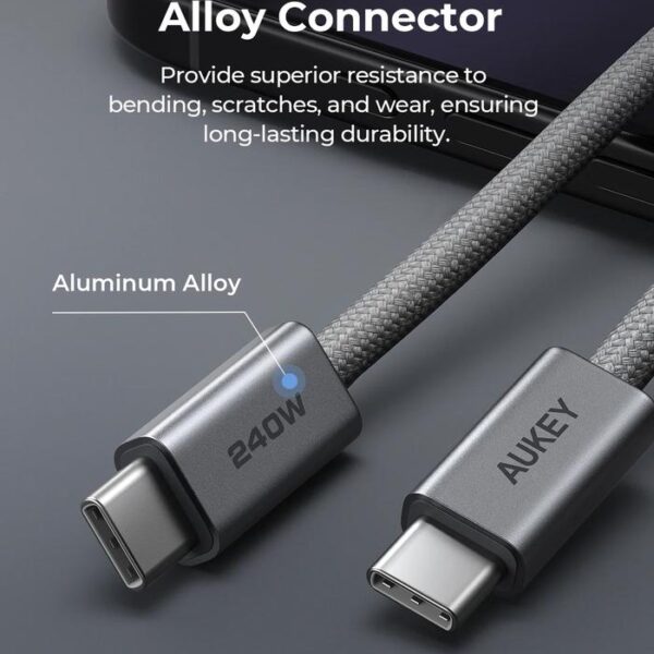 AUKEY Kabel Charger DTY Braided USB C To C Fast Charging Up To 240W 1.8 Meter CB-DCC242 - 1.8 Meter