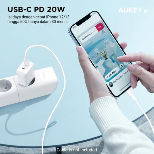 AUKEY Charger Dual Port Type C 20W PA-R1S-BK PD 3.0 Fast Charging - Gambar 3
