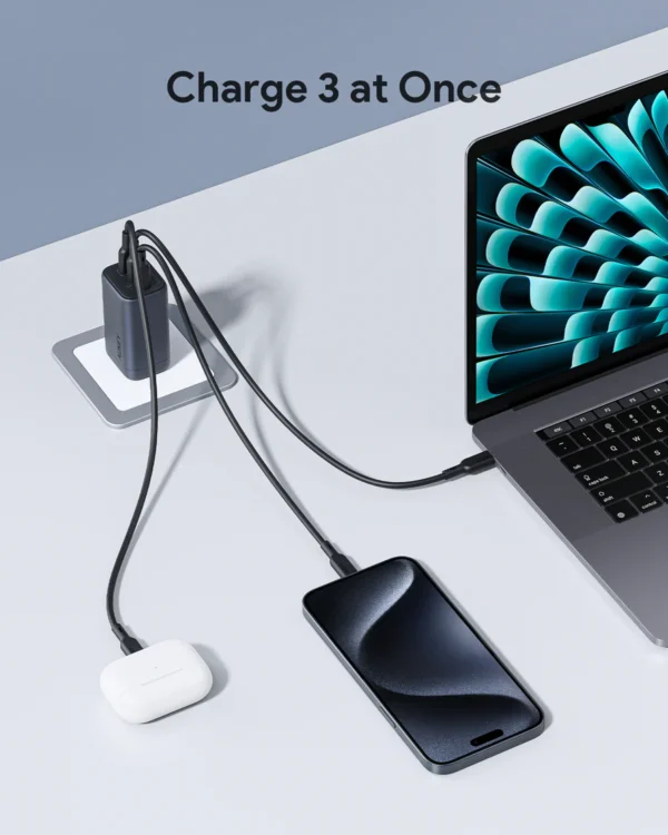 AUKEY Charger Multi Port Type C and USB A 67W GAN PD 3.0 PPS PA-B6U - Gambar 2