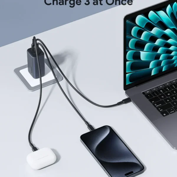 AUKEY Charger Multi Port Type C and USB A 67W GAN PD 3.0 PPS PA-B6U