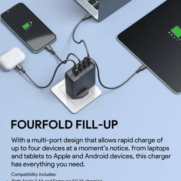 AUKEY Charger Multi Port Type C 100W GAN PD 3.1 Fast Charging PA-B7S