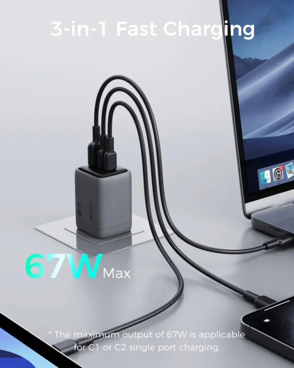 AUKEY Charger Type C 67W GAN III PD 3.0 PPS Super Fast Charging Comet Mix 3 67W Series PA-C3 - Gambar 2
