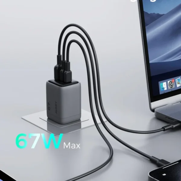 AUKEY Charger Type C 67W GAN III PD 3.0 PPS Super Fast Charging Comet Mix 3 67W Series PA-C3