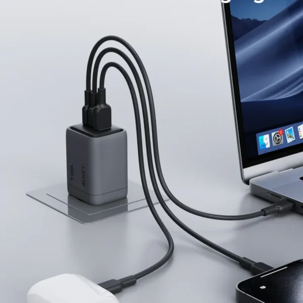 AUKEY Charger Type C 100W GAN III PD 3.0 PPS Super Fast Charging Comet Mix 3 100W Series PA-C5