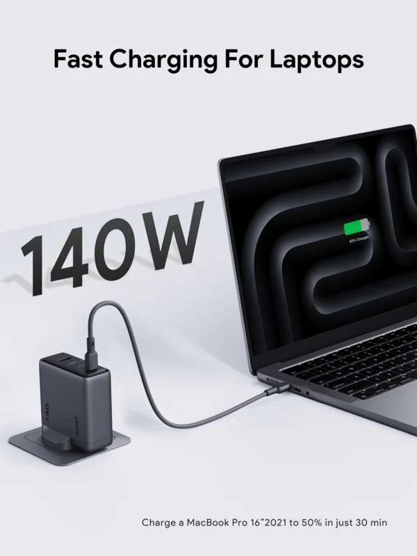 AUKEY Charger Type C 140W GAN III PD 3.0 PPS Super Fast Charging Comet Mix 4 140W Series PA-C6 - Gambar 2