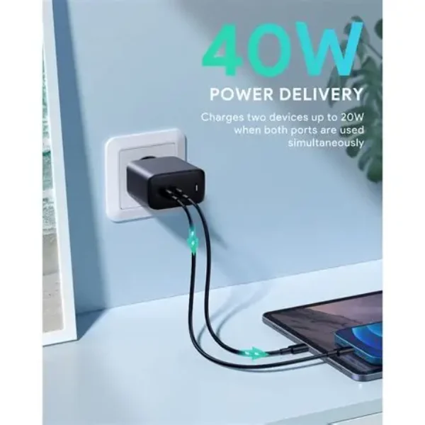 AUKEY Charger Dual Port Type C 40W PA-R2S-BK PD 3.0 Fast Charging
