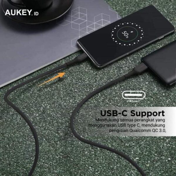AUKEY Kabel Charger USB-A to USB-C CB-AKC2 Kevlar Core 2M