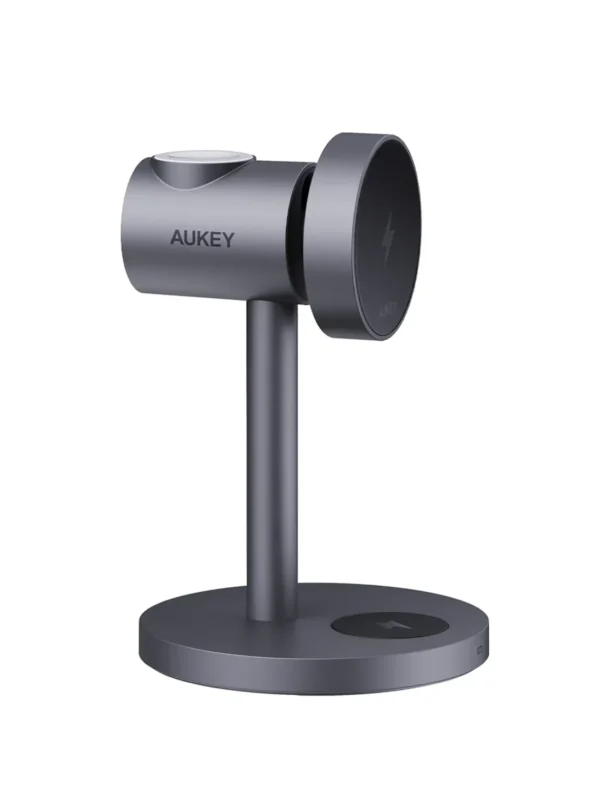 AUKEY Magnetic Wireless Charger 15W 3 In 1 MFI With Port Type C LC-MC311A (Black) - Gambar 2