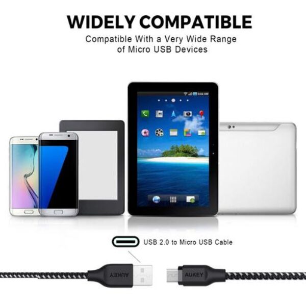 AUKEY Kabel Charger CB-AM2 Braided Nylon USB A to Micro USB 2M