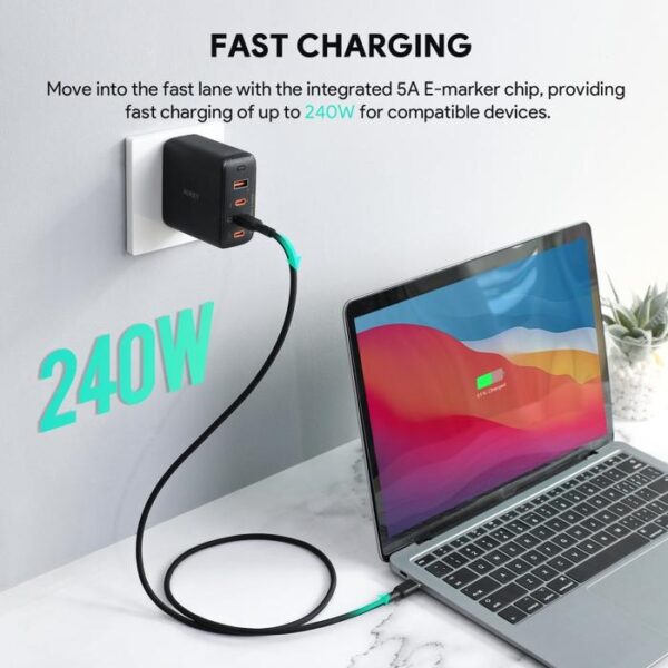 AUKEY Kabel Charger C To C 240W Super Fast Charging Silicone Material 1 Meter CB-SCC241 - 1 Meter