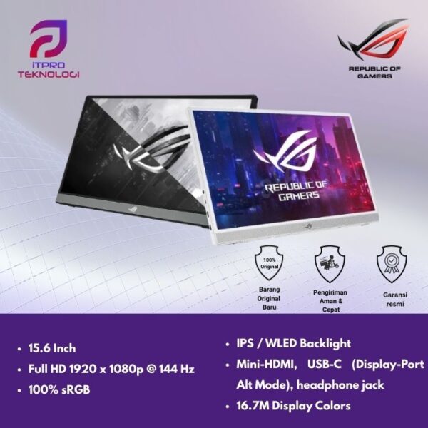 Monitor Asus ROG Strix XG16AHPE XG16AHPE-W Portable Gaming Monitor [ 15.6 Inch FHD / 144Hz ]