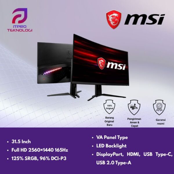 Monitor MSI Optix MAG322CQR Curved Gaming Monitor [31.5 Inch WQHD/165Hz]
