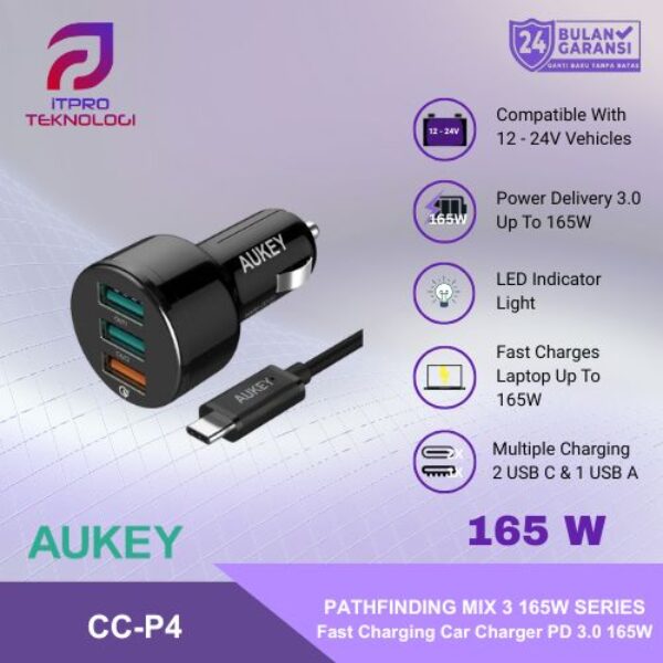 AUKEY CC-P4 Pathfinder Mix 3 165W Fast Charging Car Charger