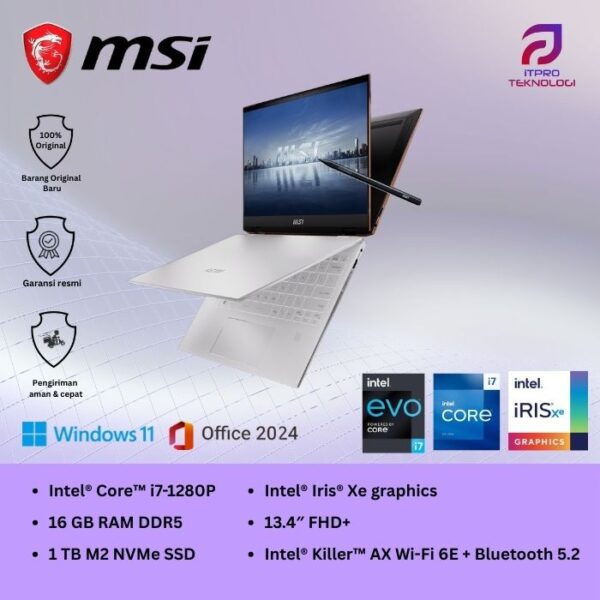 MSI Summit E13 Flip Evo A12MT (9S7-13P311-076) Pure White, Core i7 - 1280P, 16GB, 1TB SSD, 13.4″ Touch, Win 11 Home