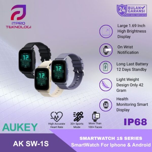 AUKEY SmartWatch 1 S Water Proof IP68 With Bluetooth Call SW-1S