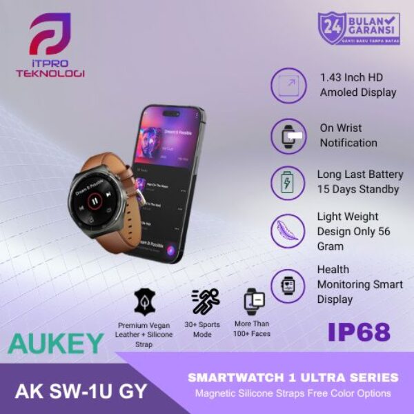 AUKEY SmartWatch 2 Ultra Amoled Display Waterproof BluetoothCall SW-2U