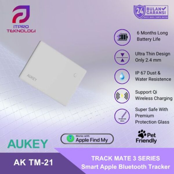 AUKEY TM-21 Smart Wireless Charging AirTag Bluetooth Tracker For Apple Track Mate 3 Series