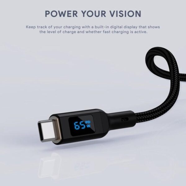 AUKEY Kabel Charger Type C To C AK CB-MCC102 BK Black LED Display 1.8M 5A - Gambar 3