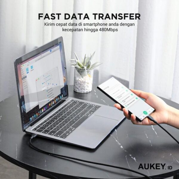 AUKEY Kabel Charger Type-C CB-NAC2 Braided Nylon USB-A to USB-C 1.8M - Gambar 3