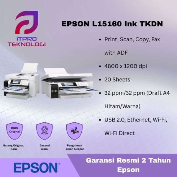 Printer Epson EcoTank L15160 A3 Ink TKDN