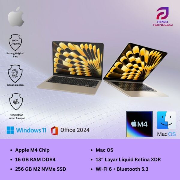 MacBook Air (MW0Y3ID/A) Starlight, 13-inch, Apple M4 chip, 10-core CPU, 8-core GPU, 16GB, 256GB SSD, macOS