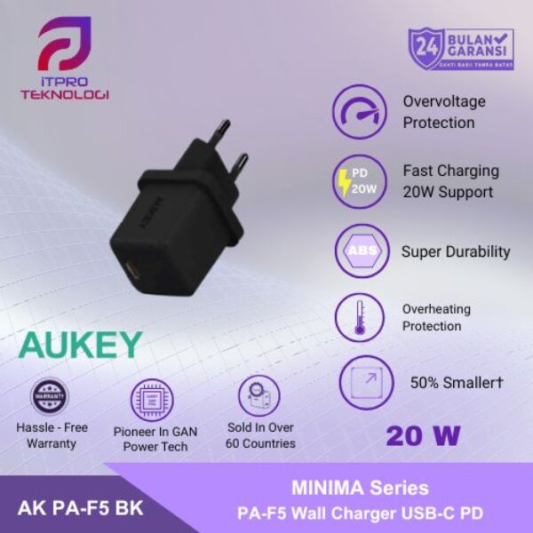 AUKEY PA-F5 Charger USB-C 20W Fast Charging Minima PD